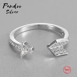 PANDOO модное очаровательное чистое серебро 925 Оригинал 1:1 копия, простой дизайн элегантное кольцо с открытым кольцом женские Роскошные