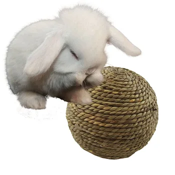 

New Pet Chew Toy Natural Herb Ball with Bell for Rabbit Hamster Guinea Pig for Dental Cleaning