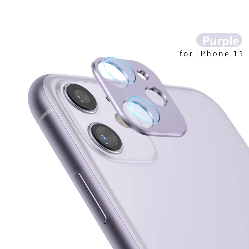 2 в 1 защита объектива камеры для iPhone 11 металлическое защитное кольцо и крышка объектива для iPhone 11 Задний защитный чехол для камеры - Цвет: Purple