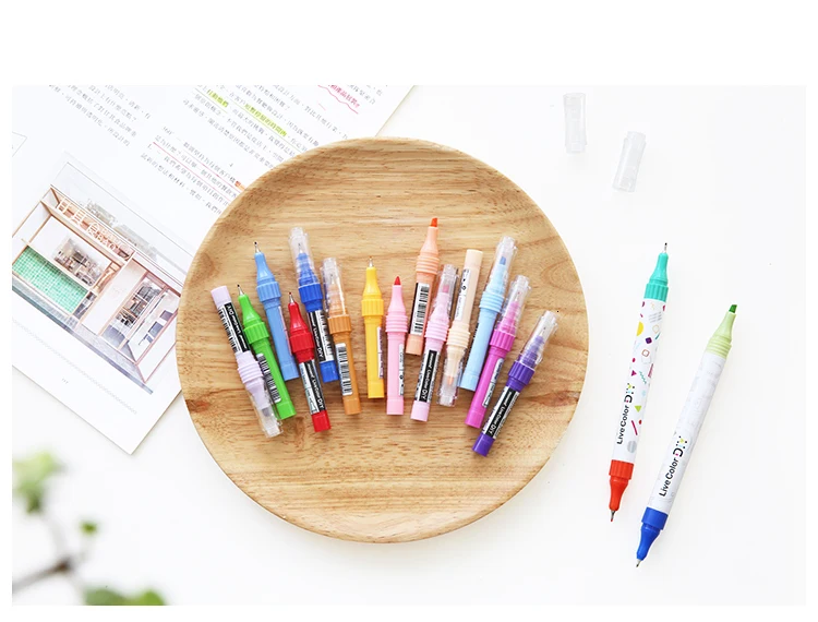 Комбинация Милая двойная головка флуоресцентная ручка маркеры цветные маркеры школьные принадлежности кавайи креативные корейские канцелярские принадлежности