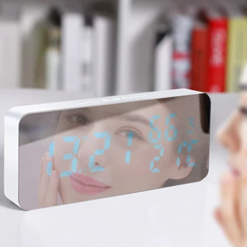 

Digital Mirror Alarm Clock USB/Battery Power Supply LED Colorful Clock With 3Time Displays Luminance Adjustment Snooze Function
