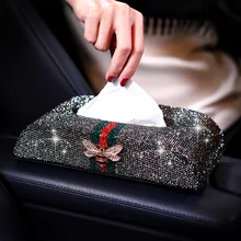 Домашний автомобильный стиль, блестящие стразы, коробка для салфеток, держатель для салфеток, бумага для органайзера, роскошные автомобильные аксессуары, коробка для салфеток
