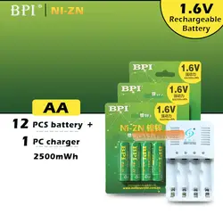 12 шт. nizn Ni-Zn 1.6 В AA 2500mwh Перезаряжаемые Батарея + nizn Smart Зарядное устройство