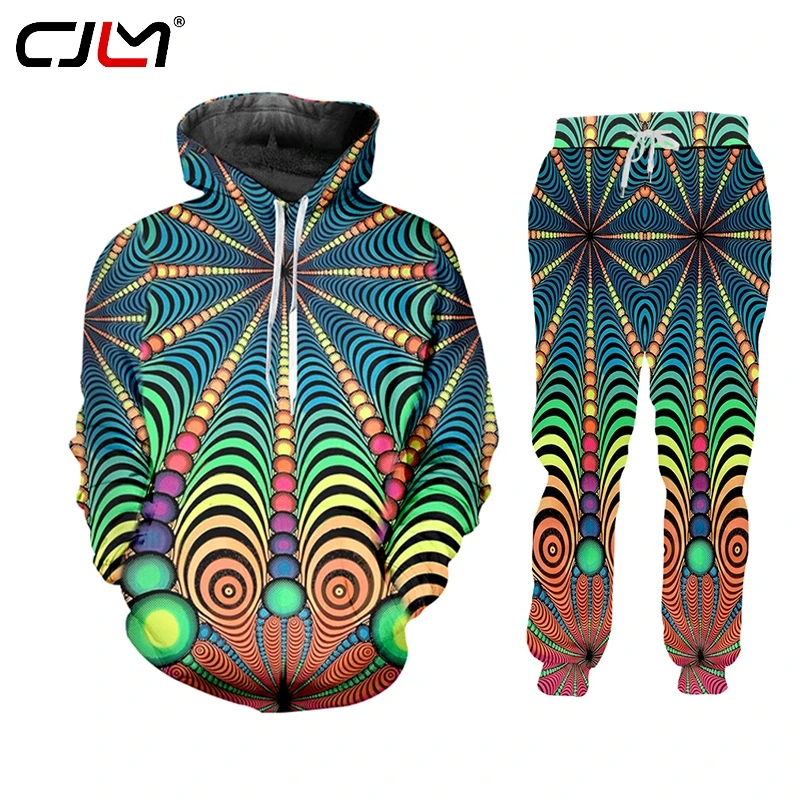 

CJLM красочный спортивный костюм с 3D принтом в виде шаров, куртка с капюшоном и штаны, мужской индивидуальный комплект из 2 предметов, костюм большого размера, модная одежда