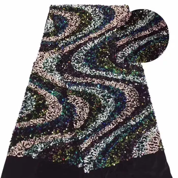 

Top Sale Velvet African Sequins Lace Fabric Soft Warm French Sequins Velvet Lace Fabric For Nigerian Party Ball Wedding