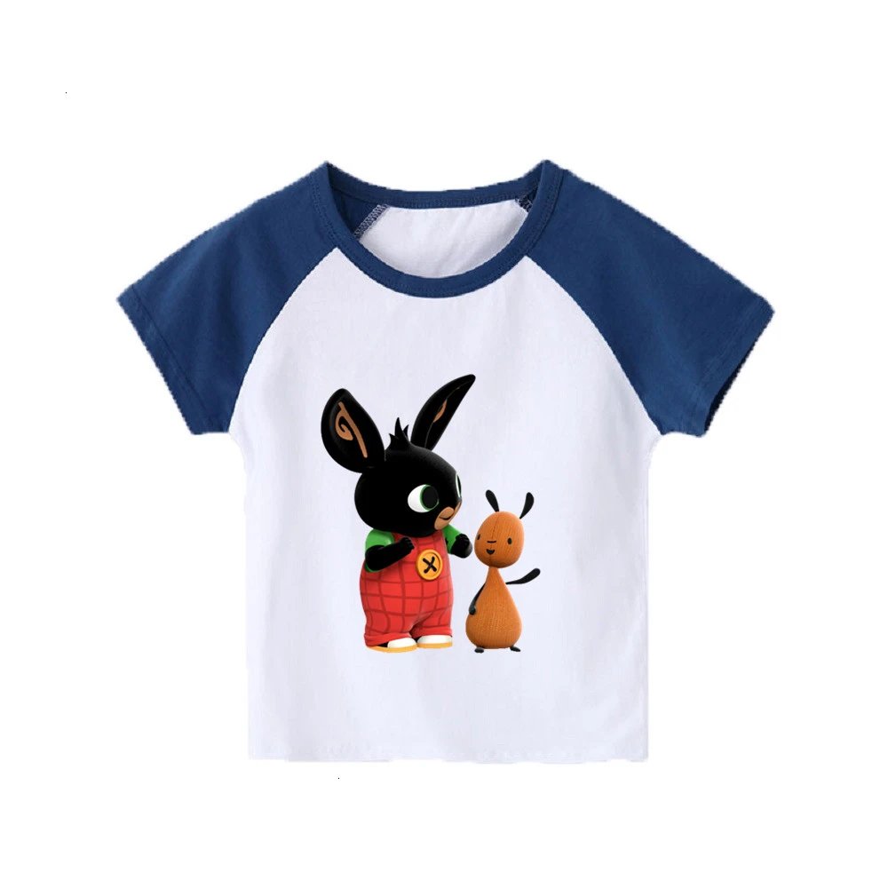 Bing Rabbit/От 2 до 12 лет футболка с короткими рукавами для мальчиков и девочек детские топы с круглым вырезом, Детская футболка с рисунком одежда для малышей - Цвет: as picture