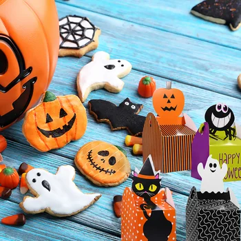 

25pcs Halloween Candy Cookie Box Black Cat Storage Box for Halloween Party
