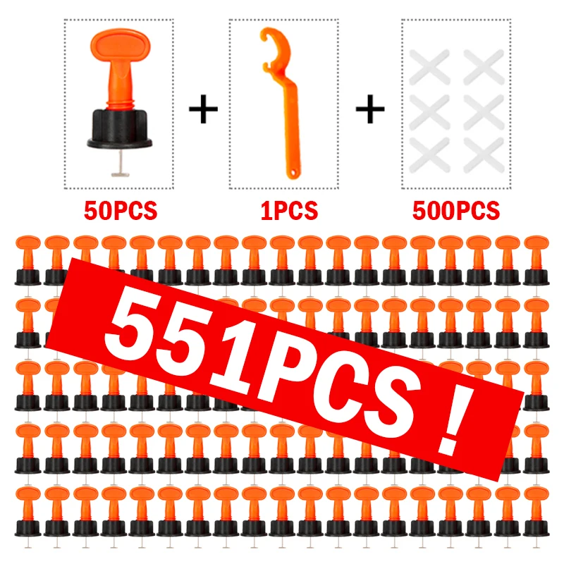Tile Leveling Tools 551Pcs Flat Ceramic Floor Wall Construction Tools Reusable Tile Leveling System For Tile