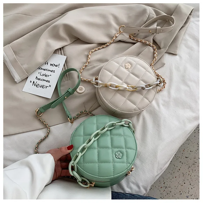 Новая мода решетки круговой сумки для женщин 2020 цепь через плечо сумка женская из