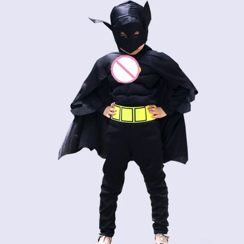 Мышцы супер hero Костюм с Бэтменом для мальчиков Дети Супер Бэтмен Косплэй