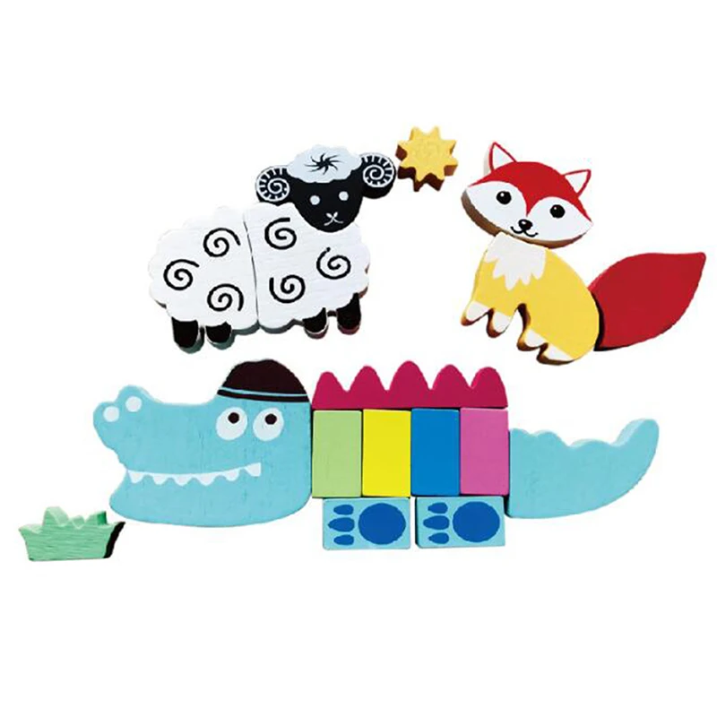 Baby 3D Animal Wooden Puzzle Toys Cartoon Animal Three-Dimensional Educational Toy Intelligence Puzzles Toy Kid Gift
