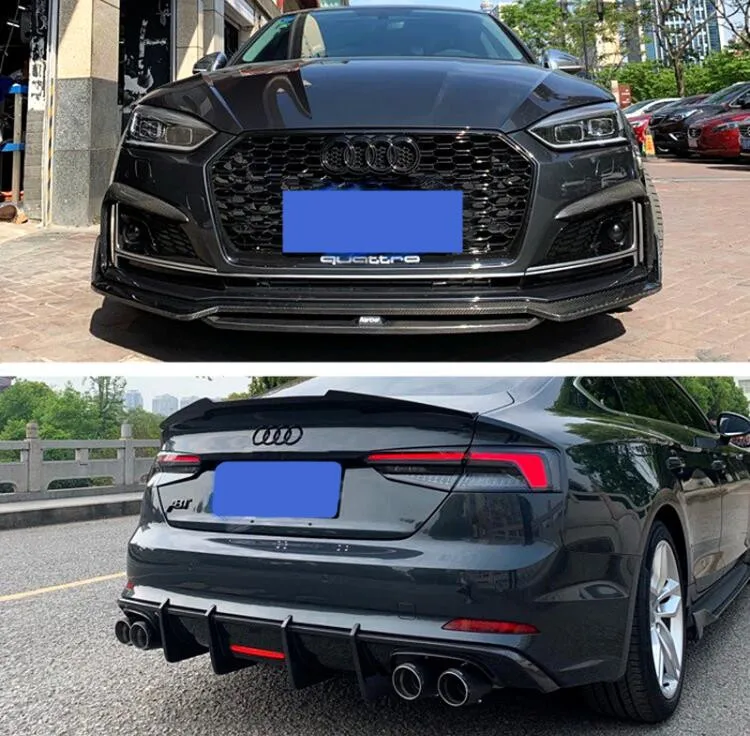 

Carbon Fiber Front Lip Bumper & Side Splitters Wind knife Aprons & Rear Diffuser Cover For Audi A5 S5 2017 2018 2019 2020 Year
