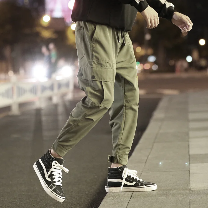 

2019 Autumn Clothing Workwear Casual Pants Night View Velcro Ankle Banded Pants Loose-Fit Trousers