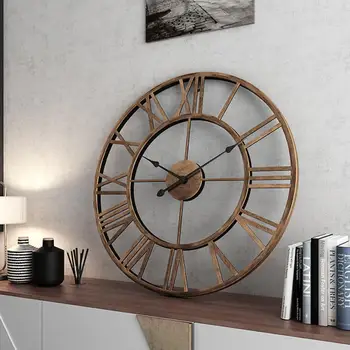 

Roman Numerals Round Classic Home Wall Clock Timer Mechanical Wall Clock Household Sittingroom Bedroom Wall Decroation Decro