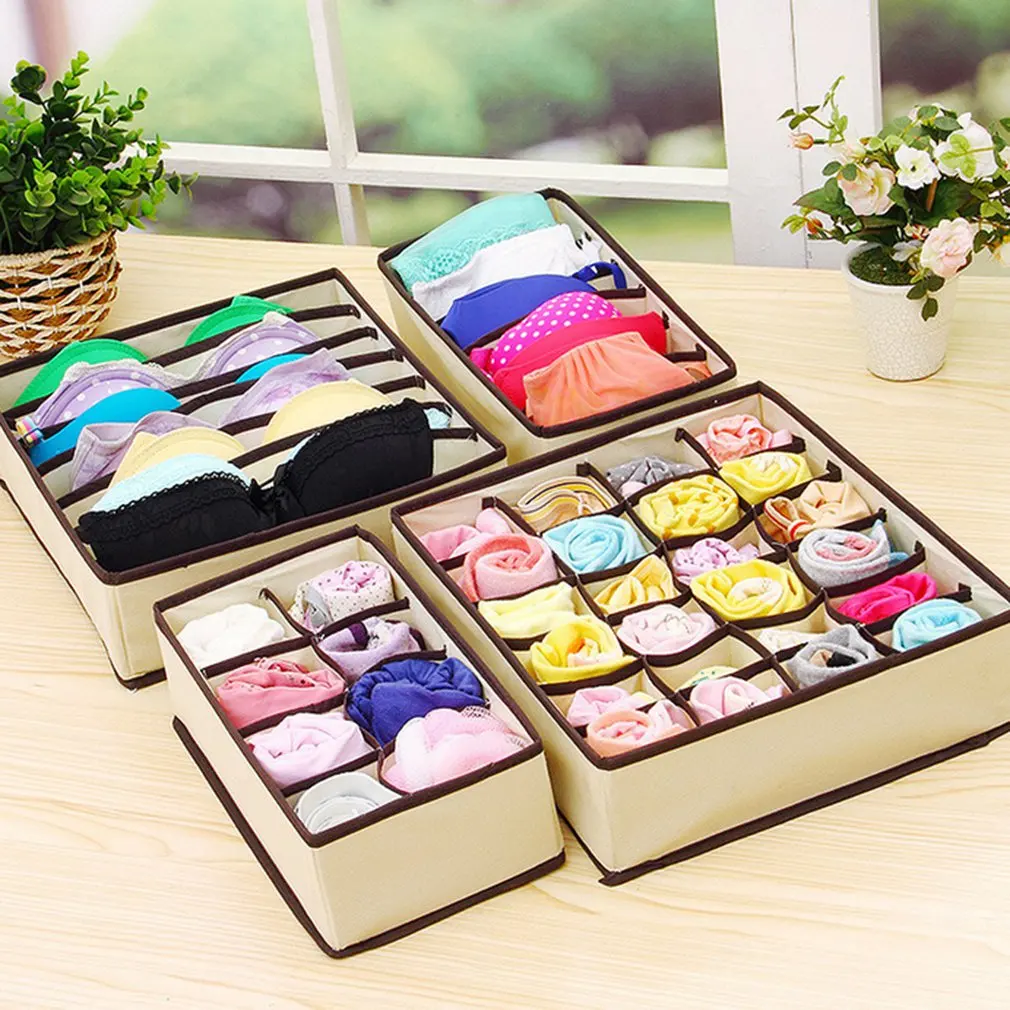 Multi-grids Clothes Socks Bra Ties Underwear Storage Boxes Organizer Container Home Tiny Things Storage Box