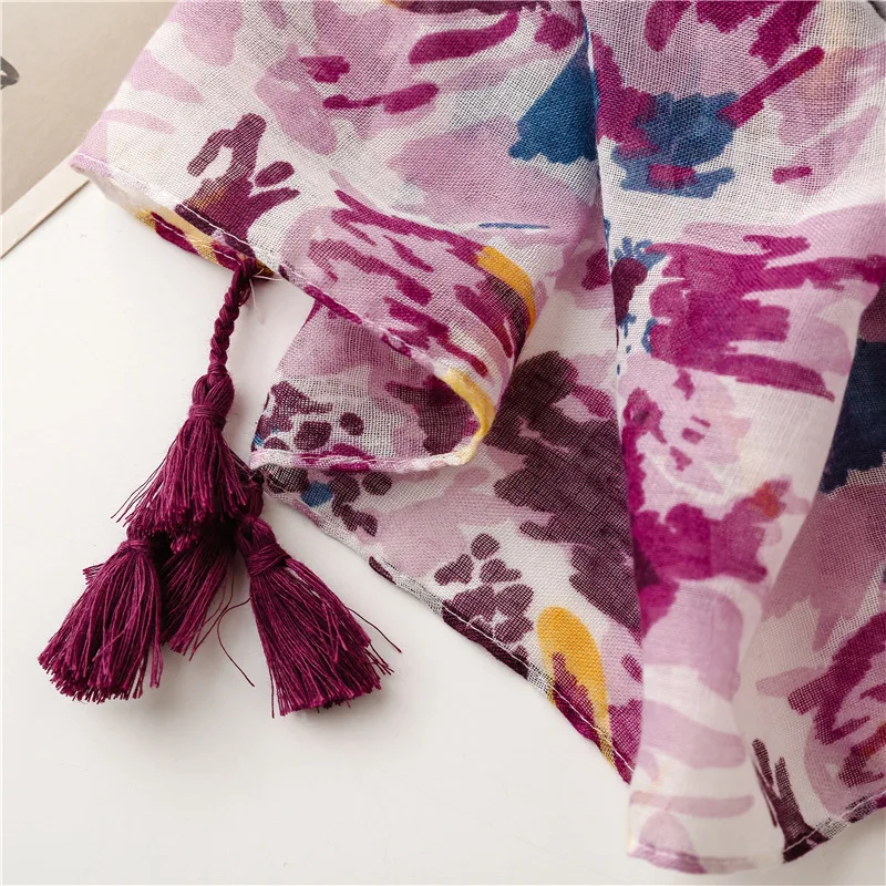 2026 frühling Herbst Mode Luxus Marke Navy Blue Dot Viskose Schal Schal Frauen Hohe Qualität Drucken Hijabs und Wraps Muslimischen Schal – Detail 10