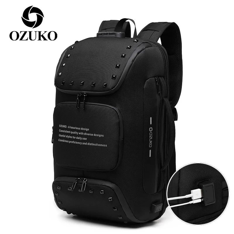 OZUKO мужской рюкзак с защитой от кражи дорожный для ноутбука usb зарядкой