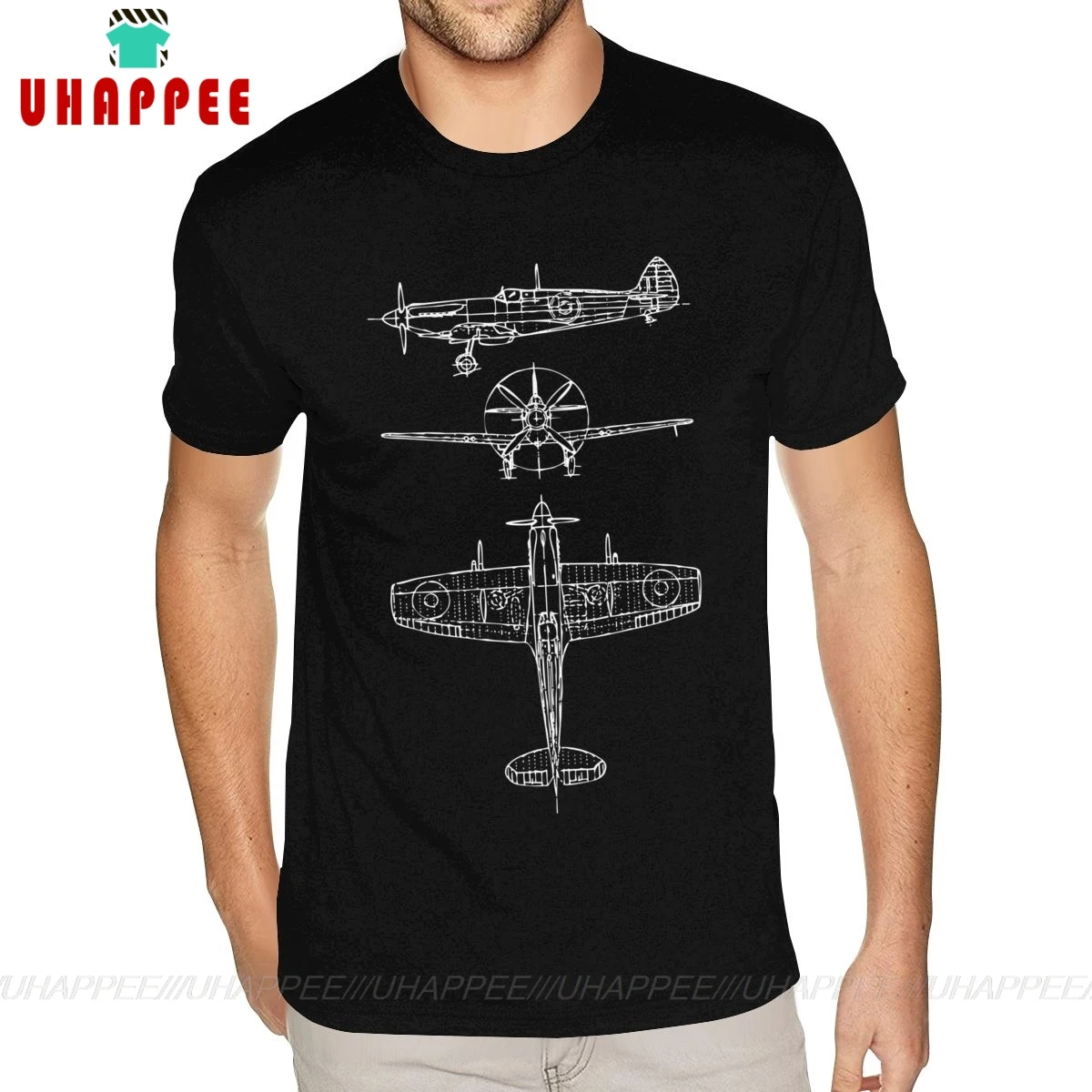 Spitfire Aircraft Blueprints Pilot футболки Airplane винтажная фото футболка маленький размер для