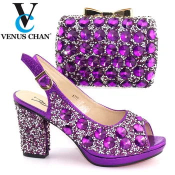 

Venus Chan Shoes with Matching Bags Set Decorated with Rhinestone Women Shoes and Bags To Match Set Sale Elegant Crystal Shoes