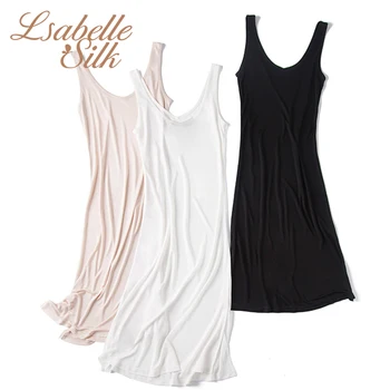 

Night dress women sleepwear 100% Real Silk nightgowns nighties sleeveless sexy V-Neck midi dress summer plus size L-XXXL 2020
