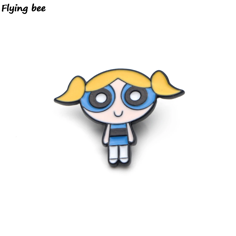 20 шт./партия Flyingbee The Powerpuff брошь для девочек Мультяшные значки милые эмалированные булавки Нагрудный значок броши на булавке значок для друзей X0419 - Цвет: 1