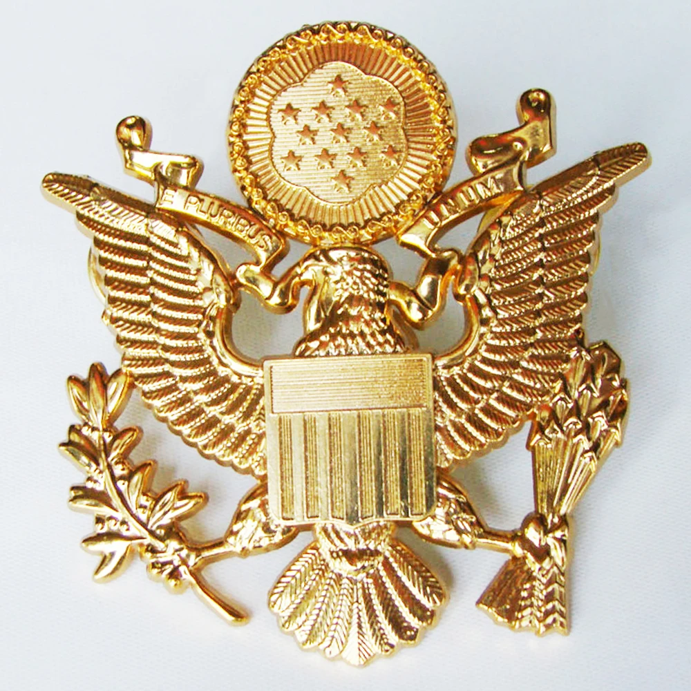 Wwii Us Army Airforce Ufficiale Eagle Wings Cap Badge Insegne Pin Coccarda Oro