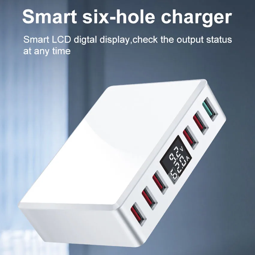 40 Вт 6 портов USB зарядное устройство Быстрая зарядка станция Quick Charge 3,0 зарядное устройство для телефона для iPhone X Xiaomi samsung светодиодный дисплей USB адаптер