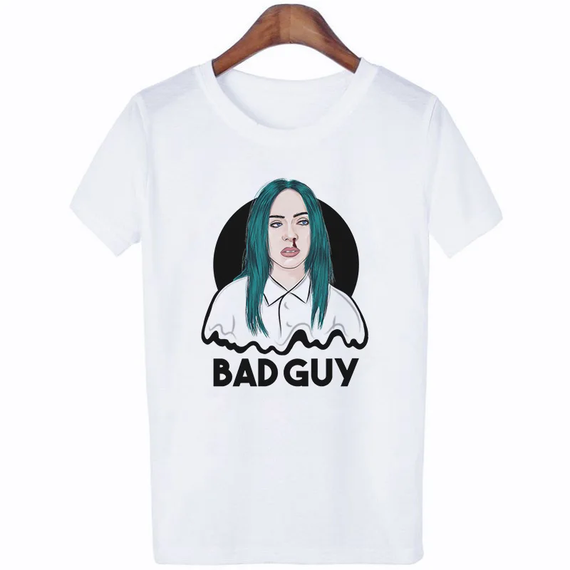 Billie Eilish Футболка женская новая хип-хоп повседневная с круглым вырезом и короткими рукавами летняя футболка высокого качества уличная футболка Топы Футболка - Цвет: 3812