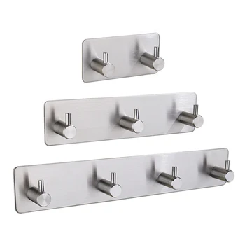 

Self Adhesive Home Kitchen Wall Door Hook Heavy Duty Stainless Steel Clothes Hanger Bathroom Kitchen Towel Rustproof Hook