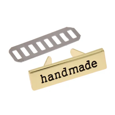 10PCS/pack High Quality Alloy Labels Handmade Pattern For Jeans Shoes Bags Tags DIY Craft Decoration Accessories - Цвет: Light gold