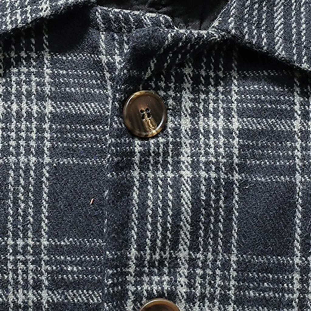 Feitong мужские camisa masculina зимние Ретро стиль отложной воротник клетчатые блузки большое клетчатое пальто клетчатая рубашка для мужчин