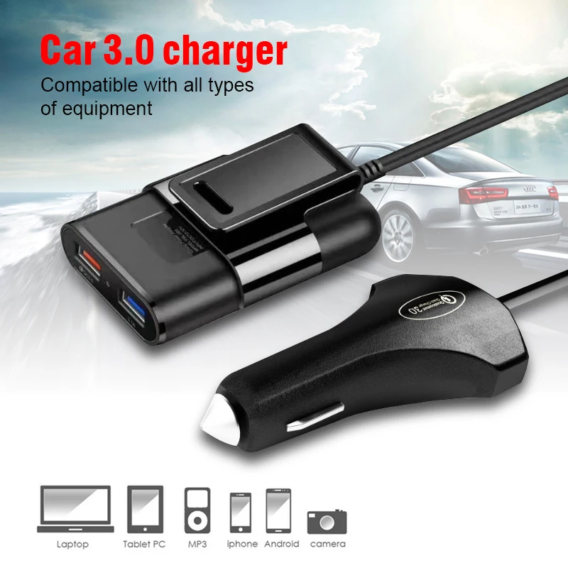 X156 быстрое зарядное устройство 4 порта USB Автомобильное зарядное устройство QC 3,0 быстрое зарядное устройство для мобильного телефона адаптер для путешествий автомобильные аксессуары для зарядки