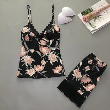 

Women Pyjamas Women Pjs Lace Pijama Sexy Pajamas For Women Summer Sleepwear Floral Pajamas Set pyjama домашняя одежда женская