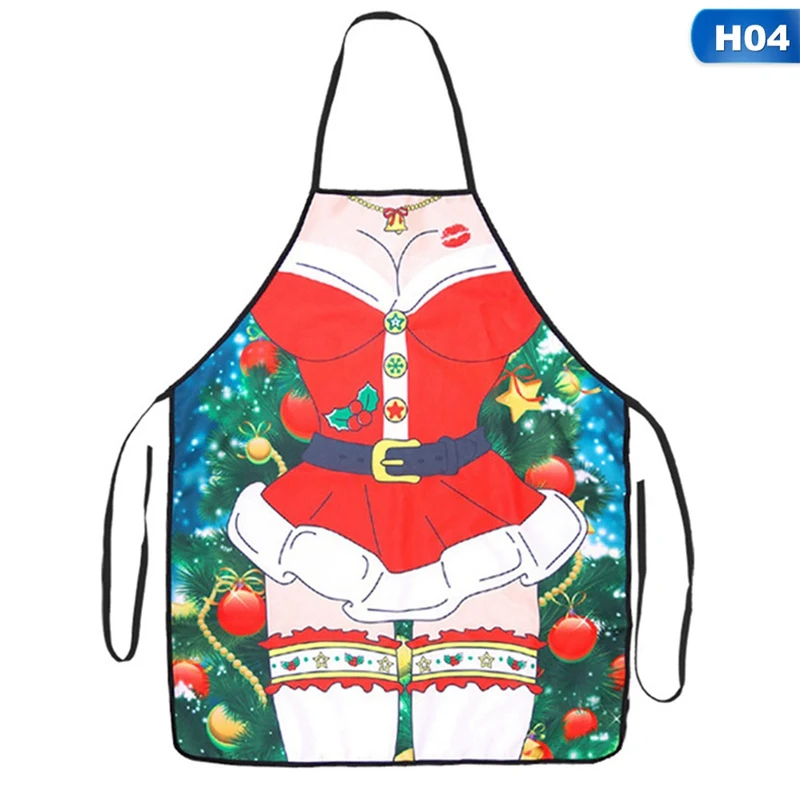 Christmas Kitchen Aprons For Woman Xmas Decoration Aprons For Adults Women Men Dinner Party Cooking Apron Baking Accessories - Цвет: H04