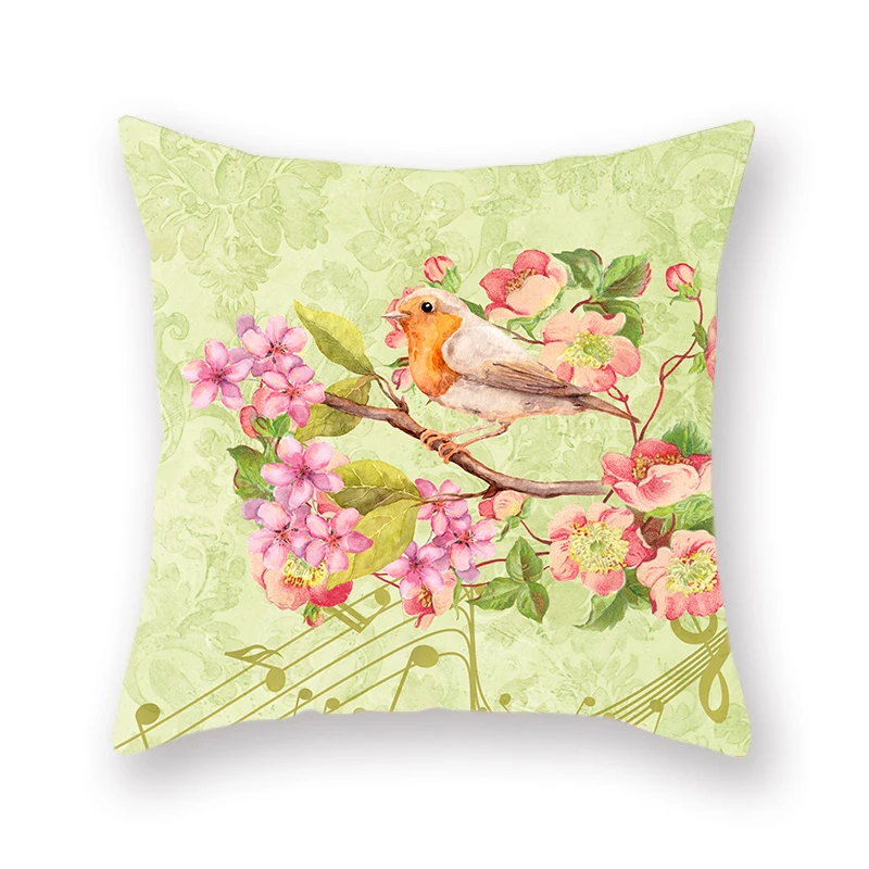 Four Seasons Garden Double-sided Cushion Cover Decoration Flamingo Parrot Animal Print Farm Square Pillow Case Accessories