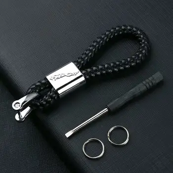 

Car-styling Leopard Key Chain Key Rings Metal KeyRing Keychains for Jaguar F-PACE XJ XE XF Braided rope key chain