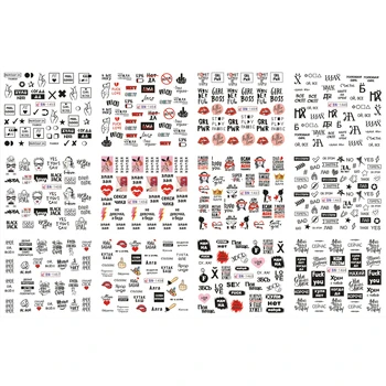 

UPRETTEGO 12 PACK/ LOT WATER DECAL NAIL ART NAIL STICKER RUSSIAN TEXT VALENTINE'S LOVE GIRL LIP KISS BN1453-1464