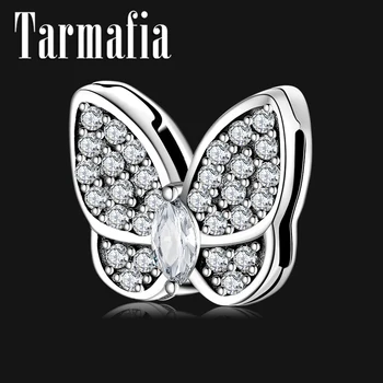 

Flying butterflies Sparkling Crystal CZ Clip Charm 925 Sterling Silver Beads for Jewelry Making fit Original Reflexions Bracelet