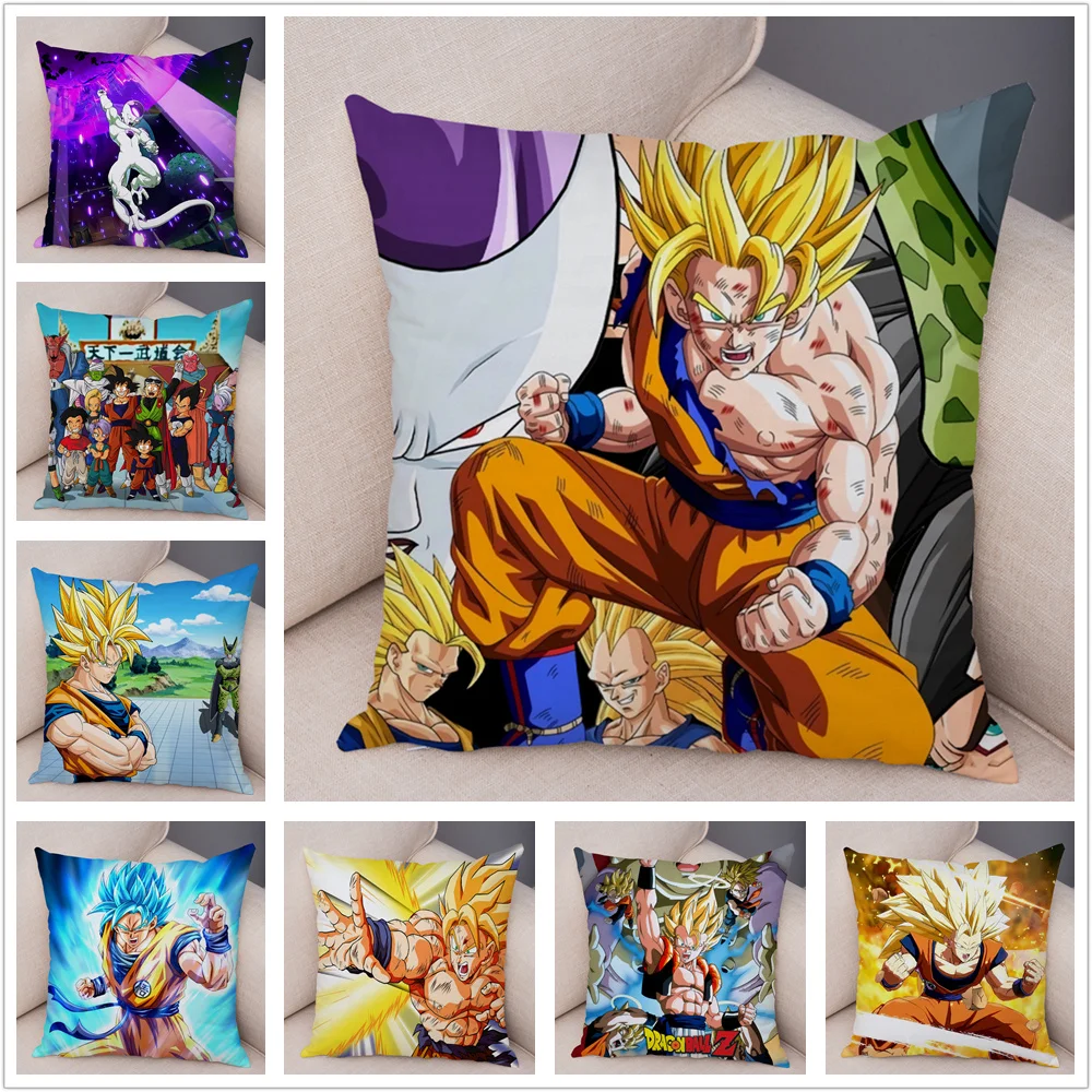 Dragon Ball Z наволочка, Чехол на подушку, домашние декоративные подушки для дивана, подушка для дома Короткие Плюшевые Ботинки Размером 45*45 см Декор японский мультфильм Аниме сын Goku vegeta наволочка