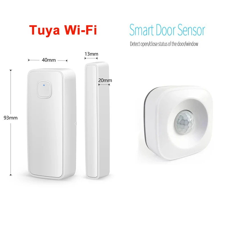

Wifi Smart PIR Motion Sensor Smart WiFi Door Window Sensor Detector Security Wireless Window Sensor Compatible with Alexa