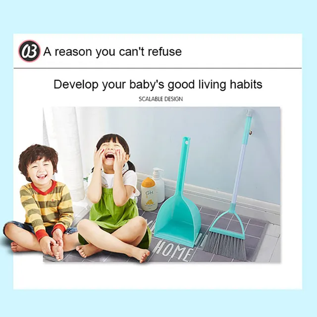 Simulation Play House Broom Mop Set Kindergarten Toys Baby Pretend Role Sweeping Game Cleaning Children Preschool Education Toy 4