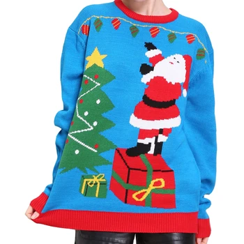 

Funny Knitted Santa Claus Christmas Sweater for Women Cute Female Christmas Party Knit Pullover Christmas Jumper Plus Size