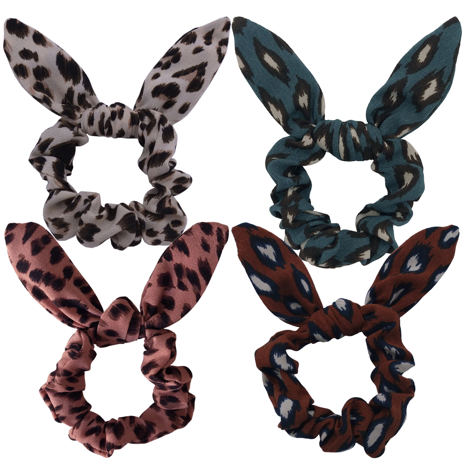 2 PCS Girls Women Hair Scrunchies Accessories Rabbit Ears Hair Bands Bunny Ears Bow Ties Ponytail Holder Elastic Bandss nylon hair tie