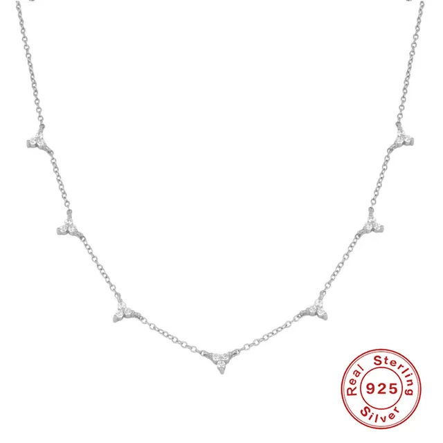 BOAKO Necklace 925 Sterling Silver Jewelry For Women 2020 Sequins Cadena Plata Fashion Jewelry Choker Crystal Gold/Silver #8.5 35