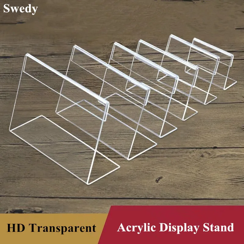 10 Pieces Mini Clear Plastic Sign Holder Display Stand L-Shape Acrylic Name Card Price Card Tag Label Holder Stand Case 6pcs acrylic 1 5mm acrylic clear plastic desk sign label frame price tag display paper card holders