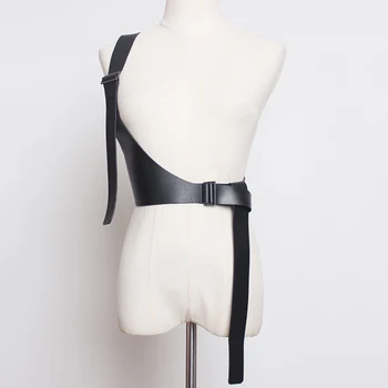 

2020 New Spring PU Leather Corset Vest Strap Belt Brief Irregular Steampunk Harness Strechy Waistcoat Wide Girdle Women Fashion