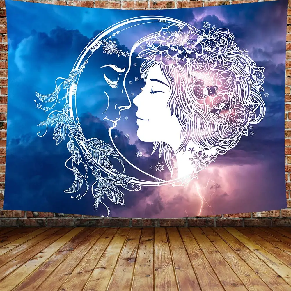 

Vintage Goddess and Moon Tapestry Wall Hanging Psychedelic Star