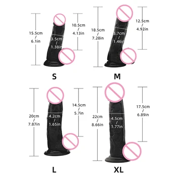 SJRNS Black Dildo Female Sex Toy Masturbation Realistic Big Cock With Sucker Soft Cock Rubbing Orgasm Adult Silicone Dildo 3