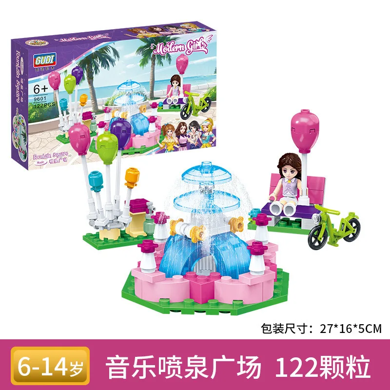 

Goood Fight Inserted Small Particles Building Blocks Modern Girl Amusement Park Ice Cream Truck DIY Educational Children Buildin