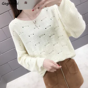 

Women Sweaters and Pullovers O-neck Long Sleeve Womens Pullover Elegant Hot Sale Females Korean Top All Match Clothing Soft Chic